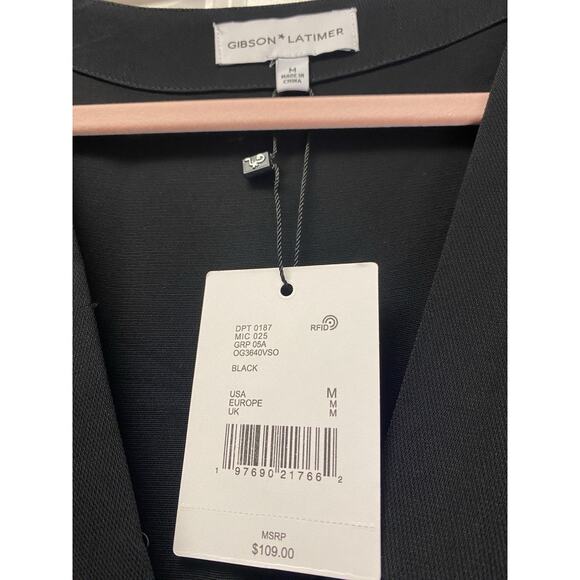 NWT $109 Gibson Latimer Black Short Sleeve Dress With Pockets - Medium - Picture 4 of 4